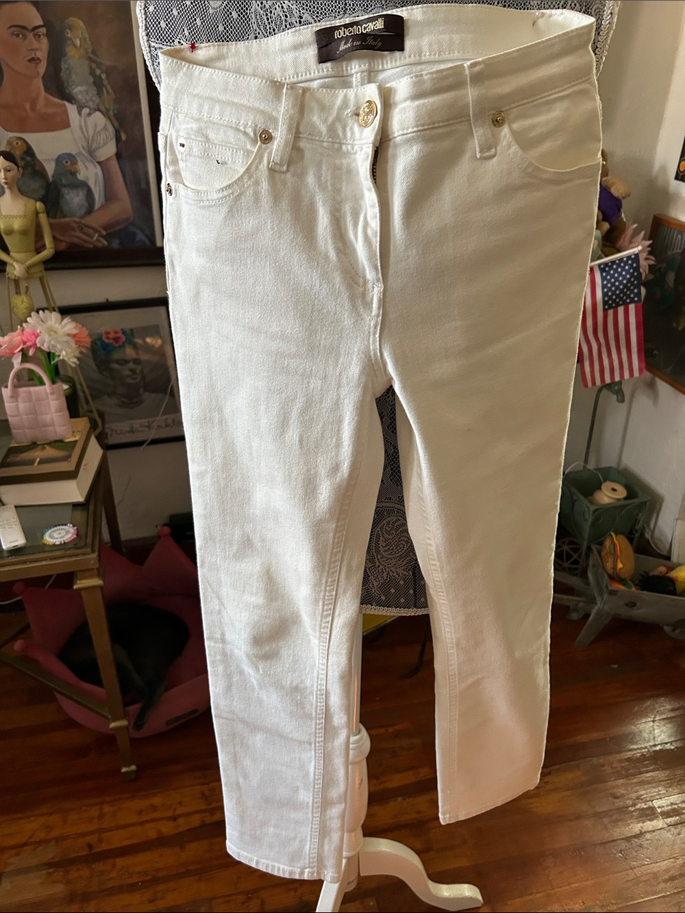 Roberto Cavalli Women’s White Straight-Leg Jeans